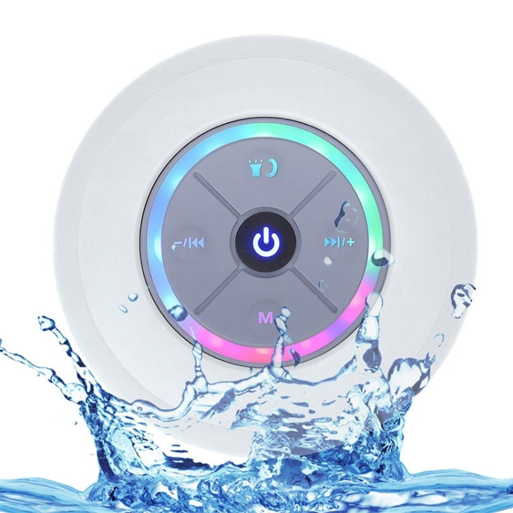 BTS-08 Drahtloser Bluetooth-Lautsprecher, wasserdicht, LED-FM-Radio, Subwoofer, Bluetooth-Säule, TF-Karte, Saugnapf, Mini-Duschlautsprecher