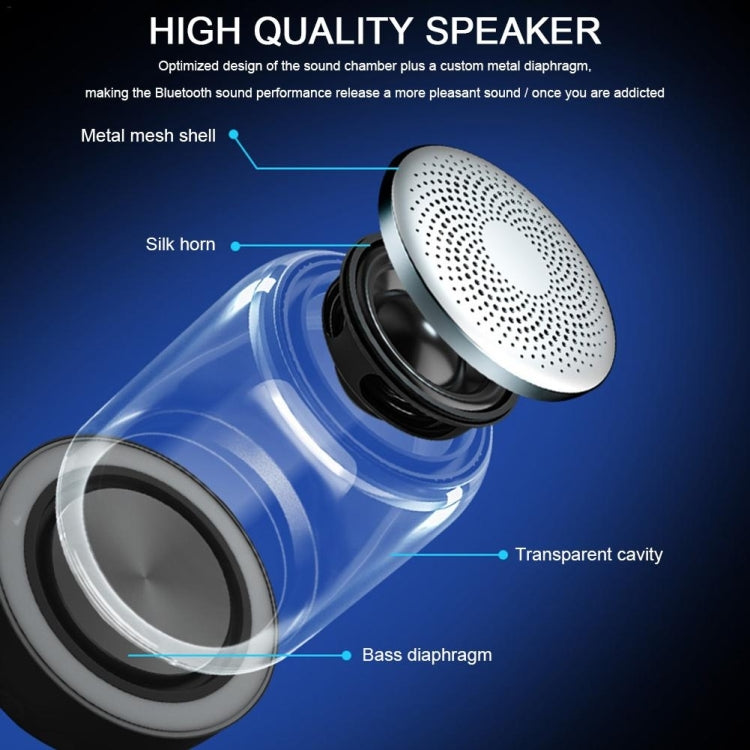 C7 Bluetooth 5.0 Lautsprecher Transparenter LED leuchtender Subwoofer TWS 6D Surround HIFI Stereo Cool Audio, C7