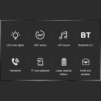 C7 Bluetooth 5.0 Lautsprecher Transparenter LED leuchtender Subwoofer TWS 6D Surround HIFI Stereo Cool Audio, C7
