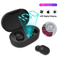 E6S LED Display Drahtlose Kopfhörer TWS Bluetooth V5.3 Headsets Wasserdichte Bluetooth Ohrhörer, E6S (Black)