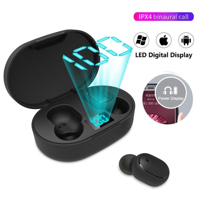 E6S LED Display Drahtlose Kopfhörer TWS Bluetooth V5.3 Headsets Wasserdichte Bluetooth Ohrhörer, E6S (Black)