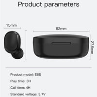E6S LED Display Drahtlose Kopfhörer TWS Bluetooth V5.3 Headsets Wasserdichte Bluetooth Ohrhörer, E6S (Black)