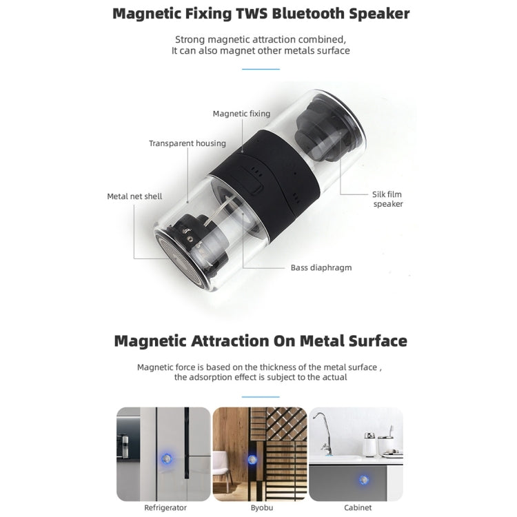 Fineblue MK-22 TWS Bluetooth-Lautsprecher mit magnetischer Absorption und LED-Lichtlautsprecher