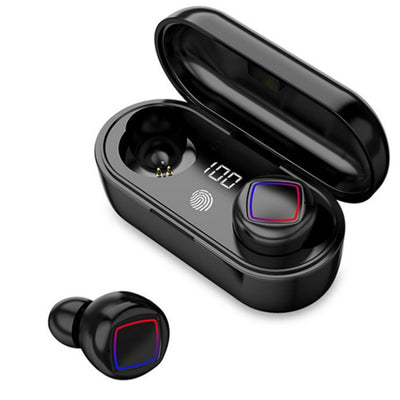 TWS Fingerprint Touch Bluetooth Headset with LED Battery Display and Charging Compartment