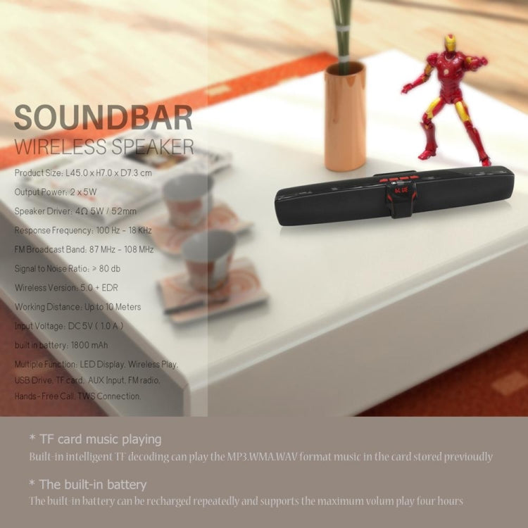 Neuer Rixing NR7017 TWS tragbarer 10-W-Stereo-Surround-Soundbar-Bluetooth-Lautsprecher mit Mikrofon
