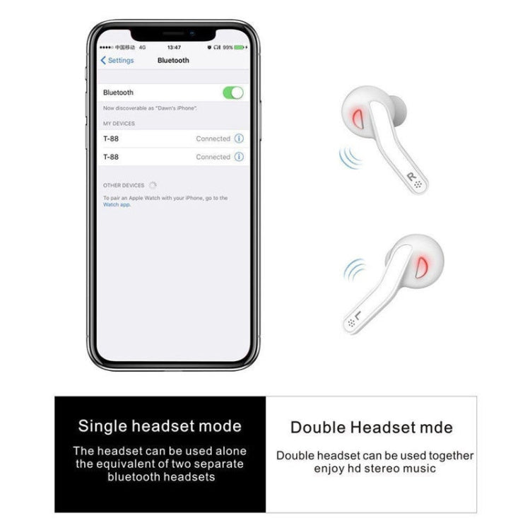 T88 Mini Touch Control Hifi Wireless Bluetooth Kopfhörer TWS Wireless Ohrhörer mit Ladebox
