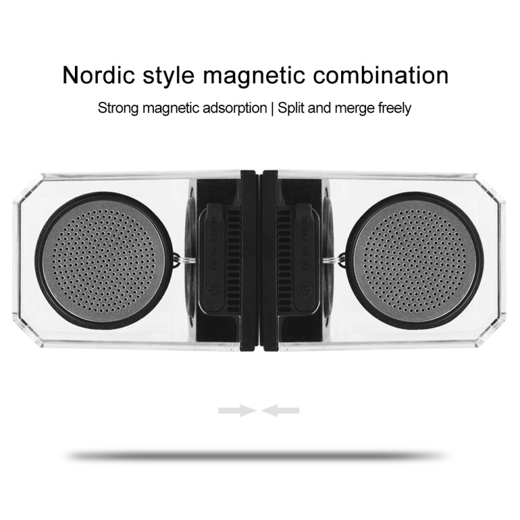 BT628 10W tragbare TWS transparente Bluetooth-Lautsprecher mit magnetisch anschließbarer Basis Outdoor-Stereo-Bass-Subwoofer