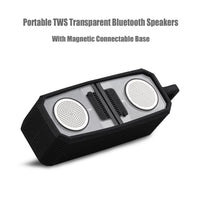 BT628 10W tragbare TWS transparente Bluetooth-Lautsprecher mit magnetisch anschließbarer Basis Outdoor-Stereo-Bass-Subwoofer