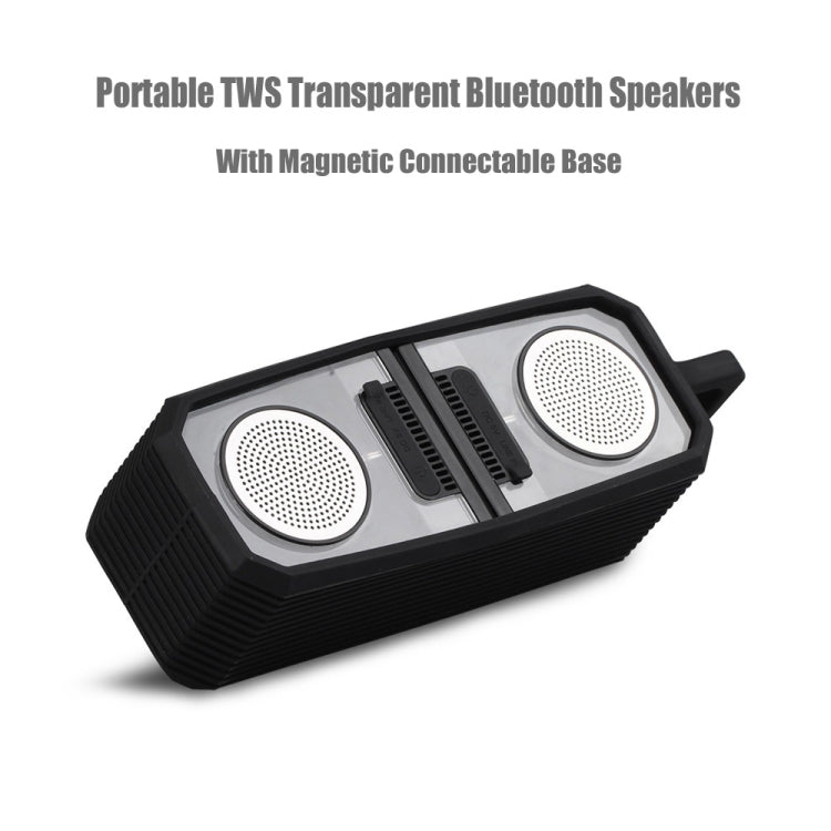 BT628 10W tragbare TWS transparente Bluetooth-Lautsprecher mit magnetisch anschließbarer Basis Outdoor-Stereo-Bass-Subwoofer