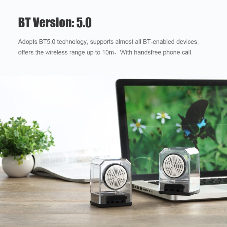 BT628 10W tragbare TWS transparente Bluetooth-Lautsprecher mit magnetisch anschließbarer Basis Outdoor-Stereo-Bass-Subwoofer