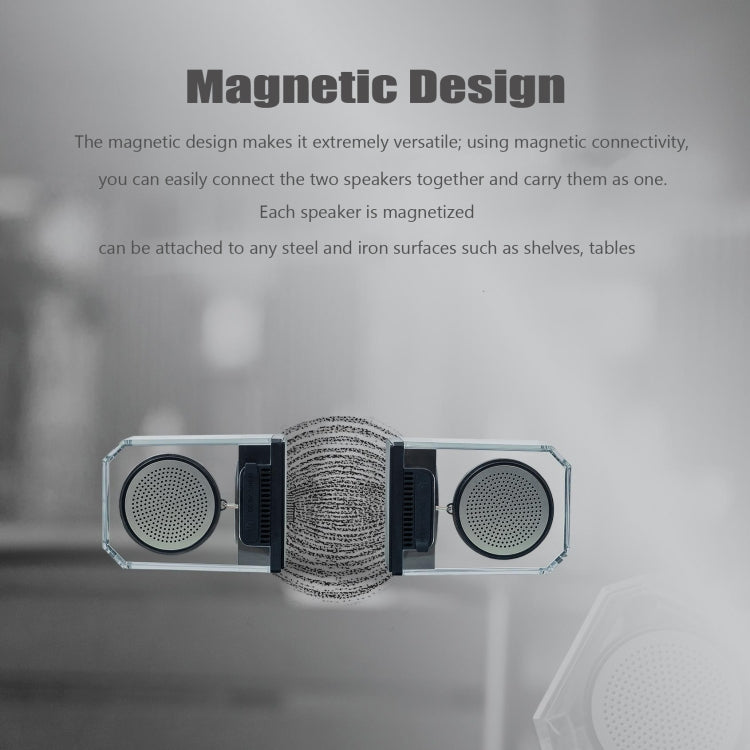 BT628 10W tragbare TWS transparente Bluetooth-Lautsprecher mit magnetisch anschließbarer Basis Outdoor-Stereo-Bass-Subwoofer