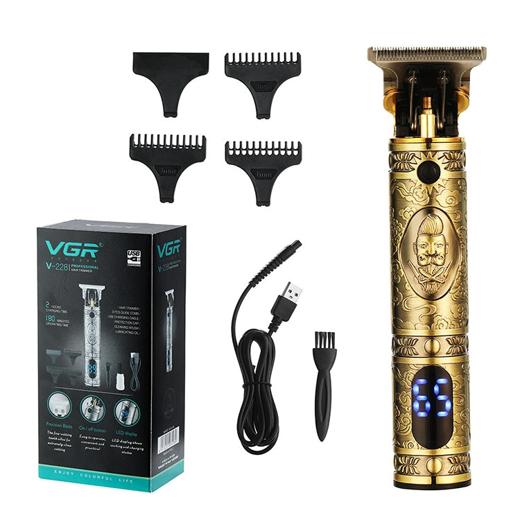 VGR V-228 5W USB Retro-Gravur-Haarschneidemaschine mit LED-Digitalanzeige, V-228 (Bronze), V-228 (Silver)