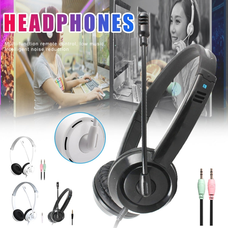 DANYIN DT326 Kopfmontierter Desktop-Computer für Kinder, Lernen, Draht-Headset mit Mikrofon, Kabellänge: 1,8 m, DT326 3.5mm Two-hole White, DT326 3.5mm Two-hole Black, DT326 Single Hole Four-level White, DT326 Single Hole Four-level Black              ...