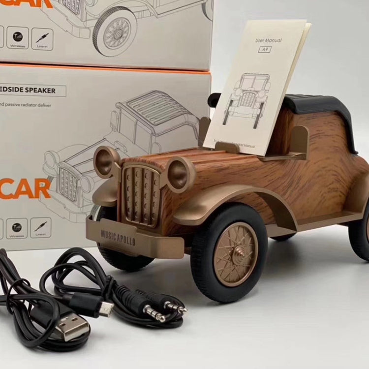 A9 Retro Holzmaserung Klassische Auto Form Drahtlose Bluetooth Lautsprecher Subwoofer Radio Tragbare Handy Ständer Mini Lautsprecher