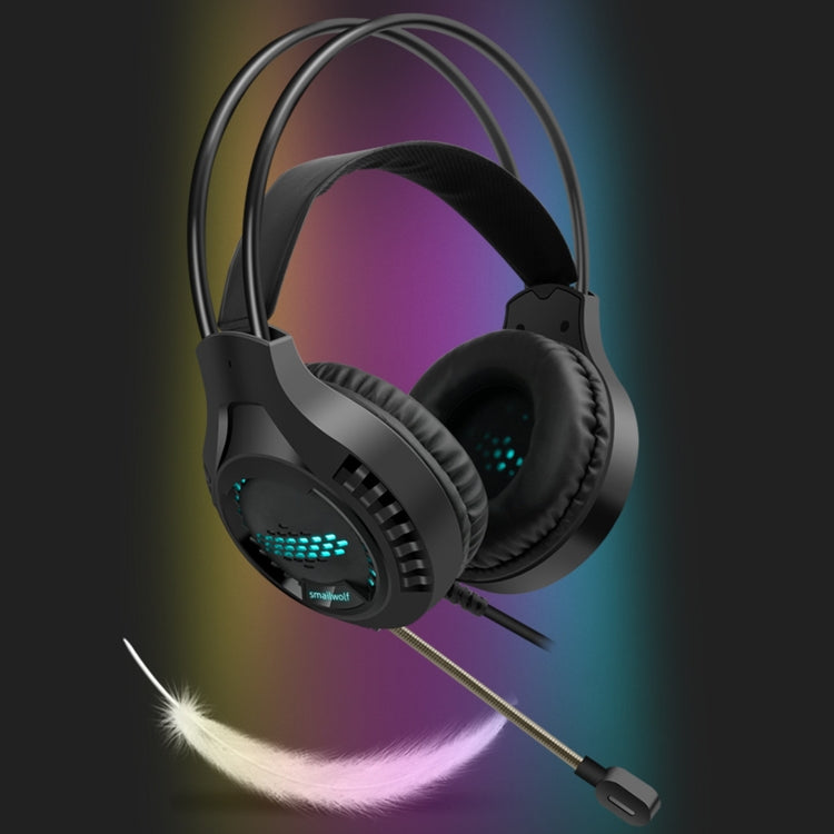 Smailwolf AK3 Headset Spielkopfhörer Kabelgebundenes leuchtendes Desktop-Computer-Headset, Stil:, 3.5mm Double Plug Black, USB Single-plug Black