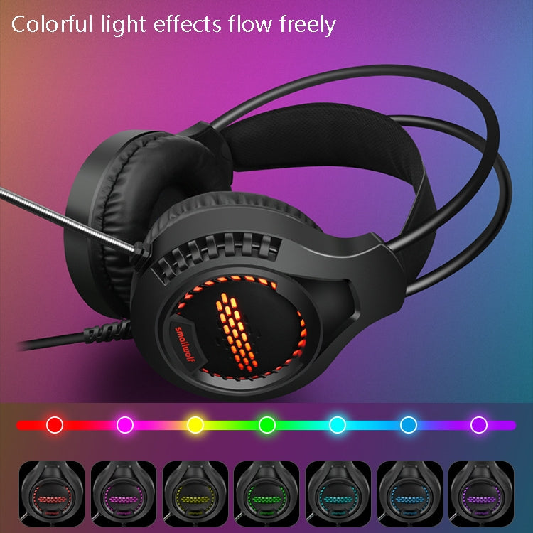 Smailwolf AK3 Headset Spielkopfhörer Kabelgebundenes leuchtendes Desktop-Computer-Headset, Stil:, 3.5mm Double Plug Black, USB Single-plug Black