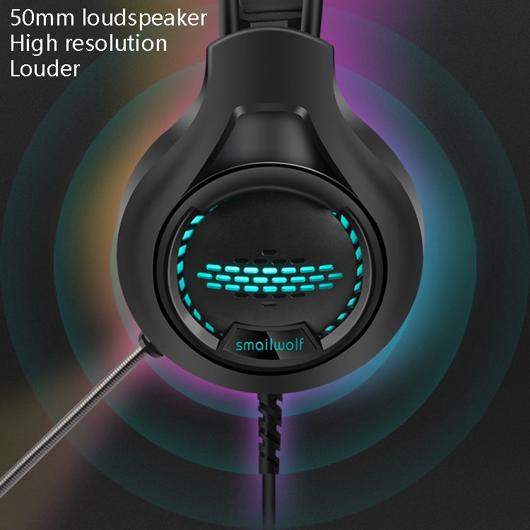 Smailwolf AK3 Headset Spielkopfhörer Kabelgebundenes leuchtendes Desktop-Computer-Headset, Stil:, 3.5mm Double Plug Black, USB Single-plug Black