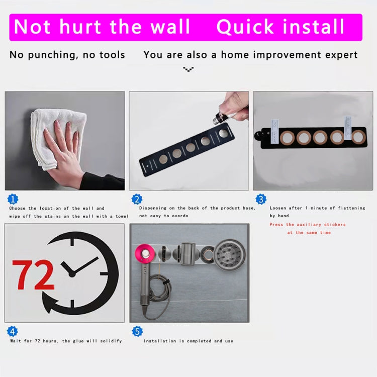 JD01 Punch-Free Hange Acryl-Haartrockner-Aufbewahrungshalterung für Dyson-Haartrockner, JD01 (Transparent), JD01 (Black)