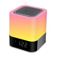MUSKY Drahtloser Bluetooth-Lautsprecher, Nachttisch-Wecker, Touch-Sensor, Nachtlampe, Mini-Lautsprecher