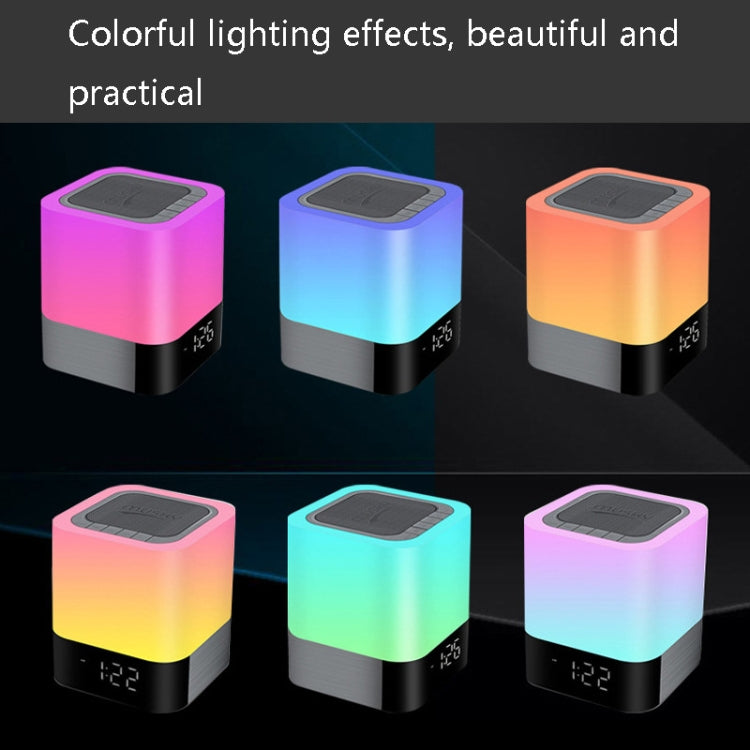 MUSKY Drahtloser Bluetooth-Lautsprecher, Nachttisch-Wecker, Touch-Sensor, Nachtlampe, Mini-Lautsprecher