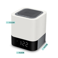 MUSKY Drahtloser Bluetooth-Lautsprecher, Nachttisch-Wecker, Touch-Sensor, Nachtlampe, Mini-Lautsprecher