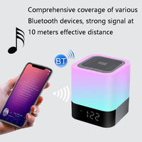 MUSKY Drahtloser Bluetooth-Lautsprecher, Nachttisch-Wecker, Touch-Sensor, Nachtlampe, Mini-Lautsprecher