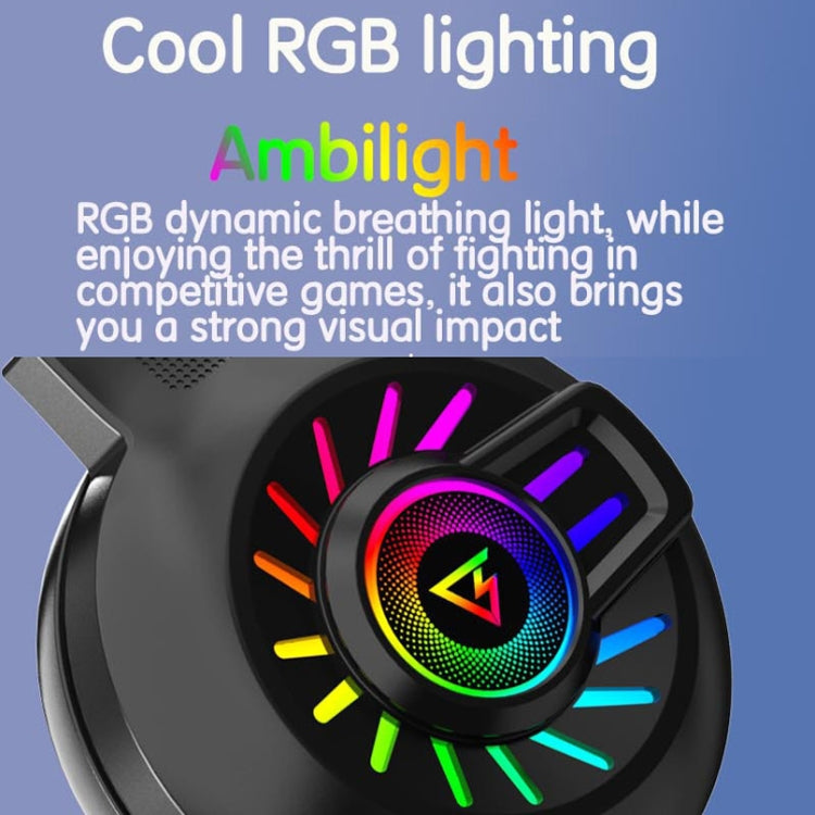 FOREV G97 RGB leuchtendes kabelgebundenes Game-Headset mit Mikrofon, Spezifikationen:, Standard (Black), 7.1 Channel (Black)