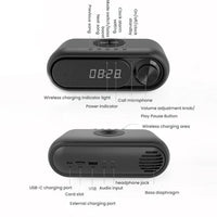 Kabelloser Bluetooth-Lautsprecher mit Ladefunktion und LED-Tischuhr