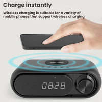 Kabelloser Bluetooth-Lautsprecher mit Ladefunktion und LED-Tischuhr