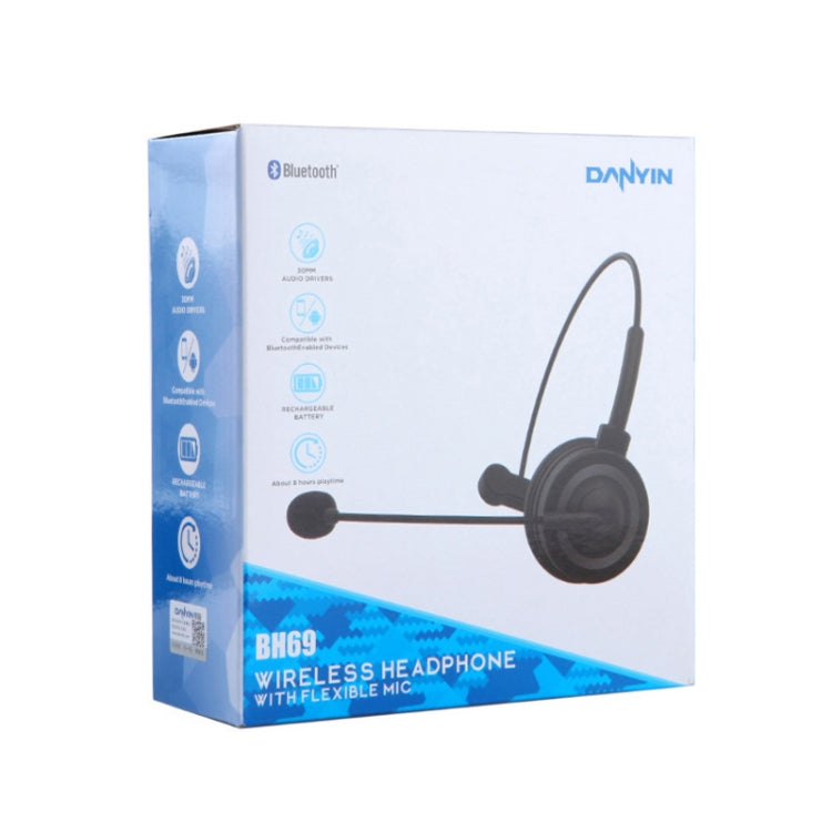 DANYIN BH69 Einseitiges Bluetooth-Headset für Geschäftsgespräche, Kundendienst, kabellose Sprachsteuerung, Weizen, BH69 Black