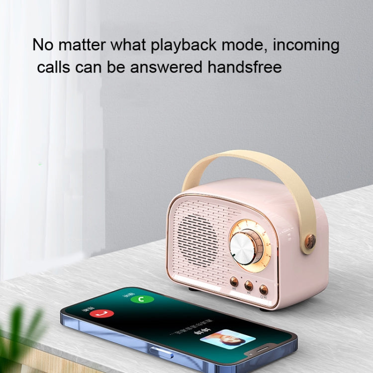 DW21 Vintage Radio BT-Lautsprecher unterstützt TF-Karte/U-Disk zum Abspielen, White, Dark Green, Light Green, Pink, Wood Grain