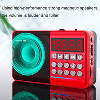 TEMEIYIN LED Digital Display Karte Bluetooth Radio Lautsprecher Morgenübung Tragbarer Player, Red, Red with Light