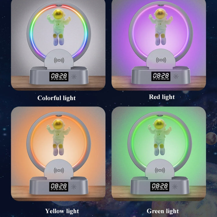 Y-558 Magnetschwebe-Astronaut TWS Bluetooth-Lautsprecher mit RGB-Licht, Stil:, Golden Basic, Silver Basic, Golden Clock Model, Silver Clock Model, Golden Wireless Charging, Silver Wireless Charging