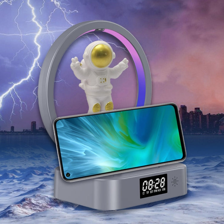 Y-558 Magnetschwebe-Astronaut TWS Bluetooth-Lautsprecher mit RGB-Licht, Stil:, Golden Basic, Silver Basic, Golden Clock Model, Silver Clock Model, Golden Wireless Charging, Silver Wireless Charging