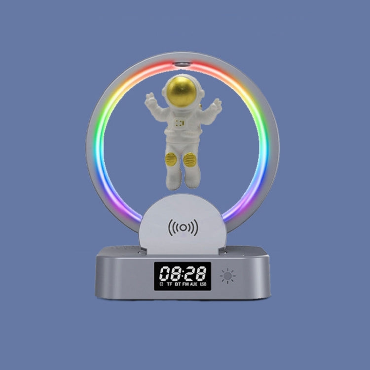 Y-558 Magnetschwebe-Astronaut TWS Bluetooth-Lautsprecher mit RGB-Licht, Stil:, Golden Basic, Silver Basic, Golden Clock Model, Silver Clock Model, Golden Wireless Charging, Silver Wireless Charging