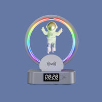 Y-558 Magnetschwebe-Astronaut TWS Bluetooth-Lautsprecher mit RGB-Licht, Stil:, Golden Basic, Silver Basic, Golden Clock Model, Silver Clock Model, Golden Wireless Charging, Silver Wireless Charging