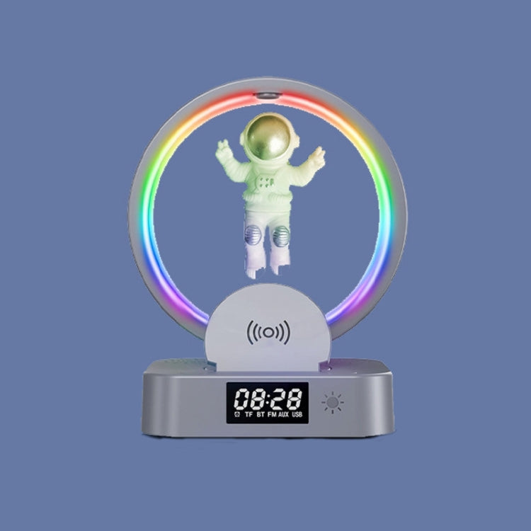 Y-558 Magnetschwebe-Astronaut TWS Bluetooth-Lautsprecher mit RGB-Licht, Stil:, Golden Basic, Silver Basic, Golden Clock Model, Silver Clock Model, Golden Wireless Charging, Silver Wireless Charging