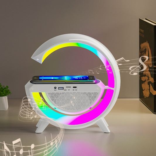 Intelligenter, kabellos aufladbarer Bluetooth-Lautsprecher mit Umgebungslicht, DH001 (White)