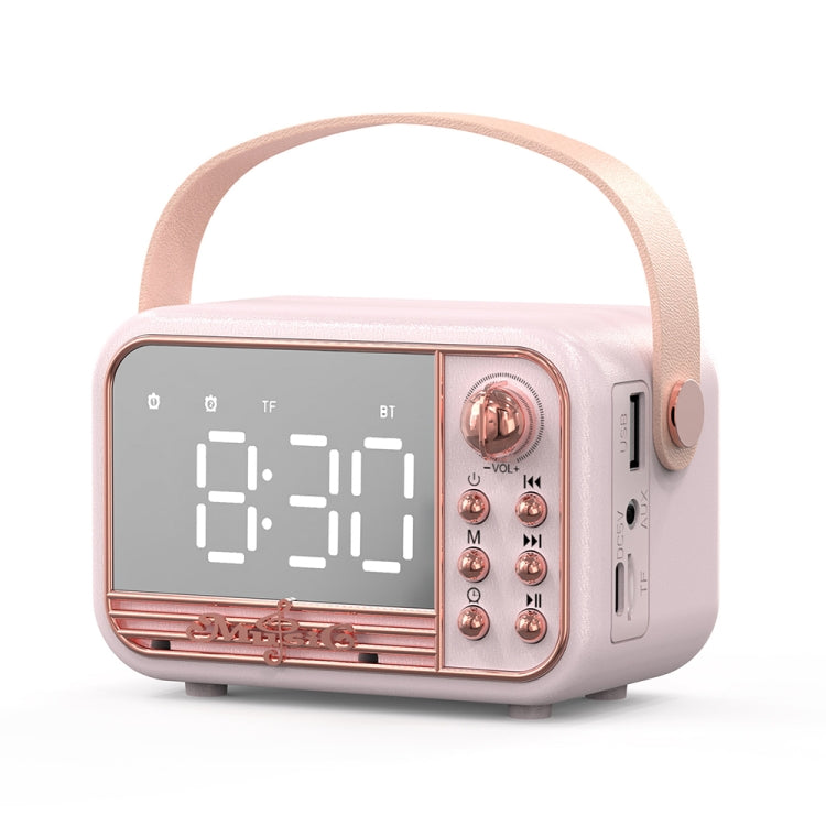 S11 Handheld Retro Wecker Bluetooth Lautsprecher Desktop tragbare Uhr, S11 (Beige), S11 (Pink)