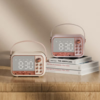S11 Handheld Retro Wecker Bluetooth Lautsprecher Desktop tragbare Uhr, S11 (Beige), S11 (Pink)