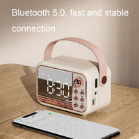 S11 Handheld Retro Wecker Bluetooth Lautsprecher Desktop tragbare Uhr, S11 (Beige), S11 (Pink)