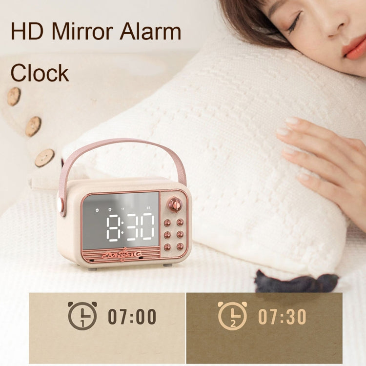 S11 Handheld Retro Wecker Bluetooth Lautsprecher Desktop tragbare Uhr, S11 (Beige), S11 (Pink)