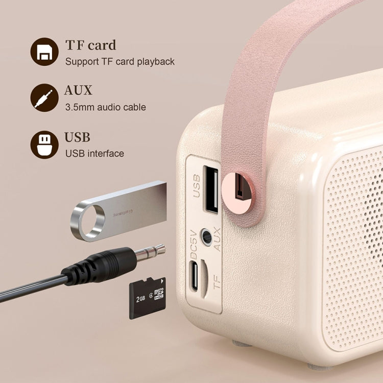 S11 Handheld Retro Wecker Bluetooth Lautsprecher Desktop tragbare Uhr, S11 (Beige), S11 (Pink)