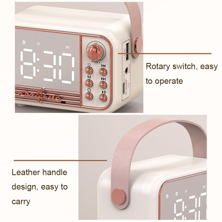 S11 Handheld Retro Wecker Bluetooth Lautsprecher Desktop tragbare Uhr, S11 (Beige), S11 (Pink)