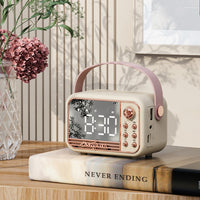 S11 Handheld Retro Wecker Bluetooth Lautsprecher Desktop tragbare Uhr, S11 (Beige), S11 (Pink)