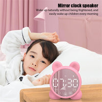 P1 Mini Card Mirror Clock Drahtloser Bluetooth-Lautsprecher mit FM-Radio