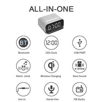 BT510 15W LED-Uhr, kabelloses Aufladen, Bluetooth-Lautsprecher, multifunktionaler intelligenter Spiegel, Wecker, Audio, BT510 (White), BT510 (Iron Black)
