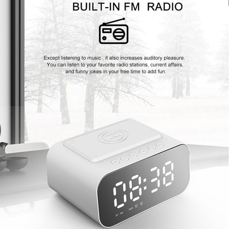BT510 15W LED-Uhr, kabelloses Aufladen, Bluetooth-Lautsprecher, multifunktionaler intelligenter Spiegel, Wecker, Audio, BT510 (White), BT510 (Iron Black)