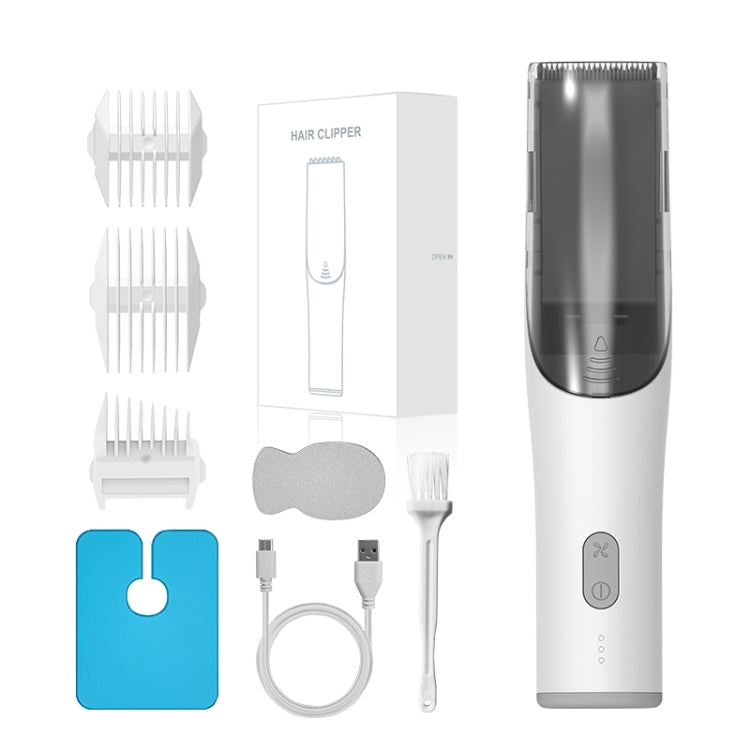 Elektrischer, wasserdichter Friseur-Kinder-Haarschneider, geräuscharm, wiederaufladbar, Push-Clipper, Digital Version White, Suction Upgrade Version White