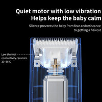 Elektrischer, wasserdichter Friseur-Kinder-Haarschneider, geräuscharm, wiederaufladbar, Push-Clipper, Digital Version White, Suction Upgrade Version White
